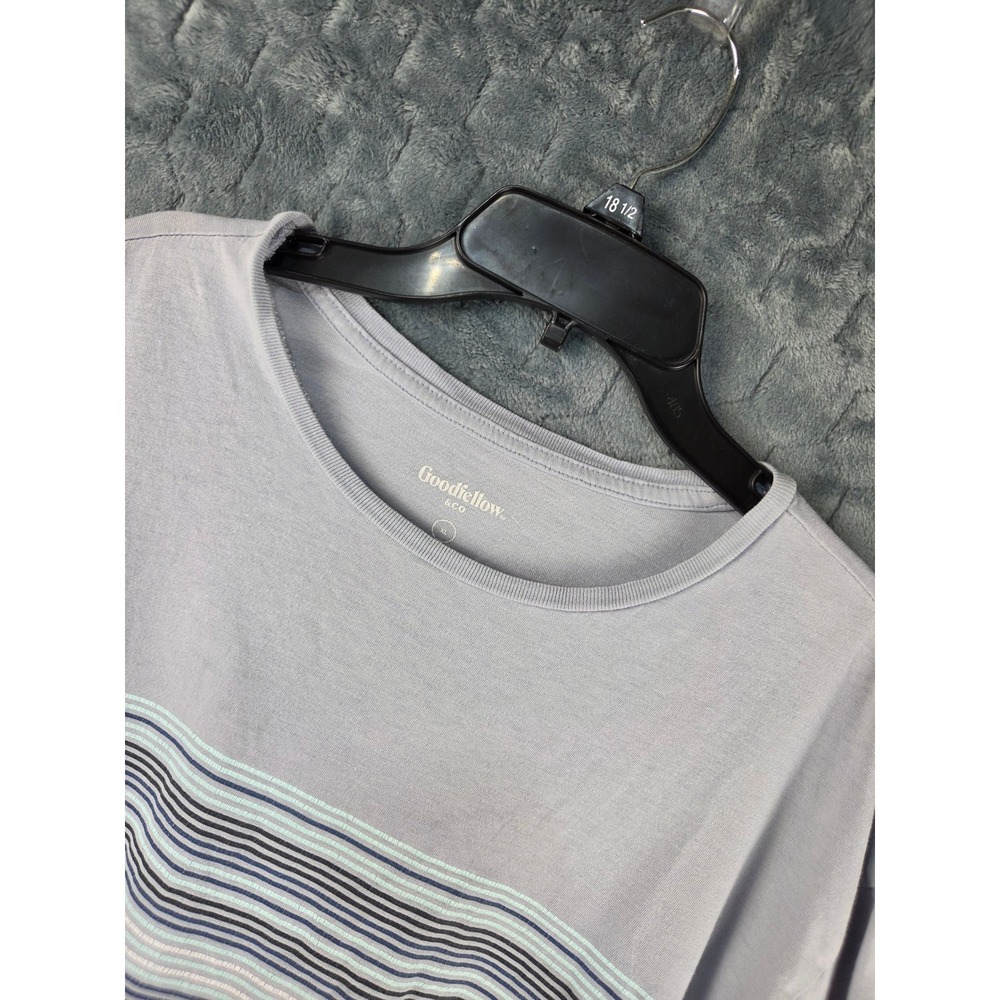 Goodfellow & Co Mens XL Gray Lavender Striped Short Sleeve Cotton Crewneck Tee